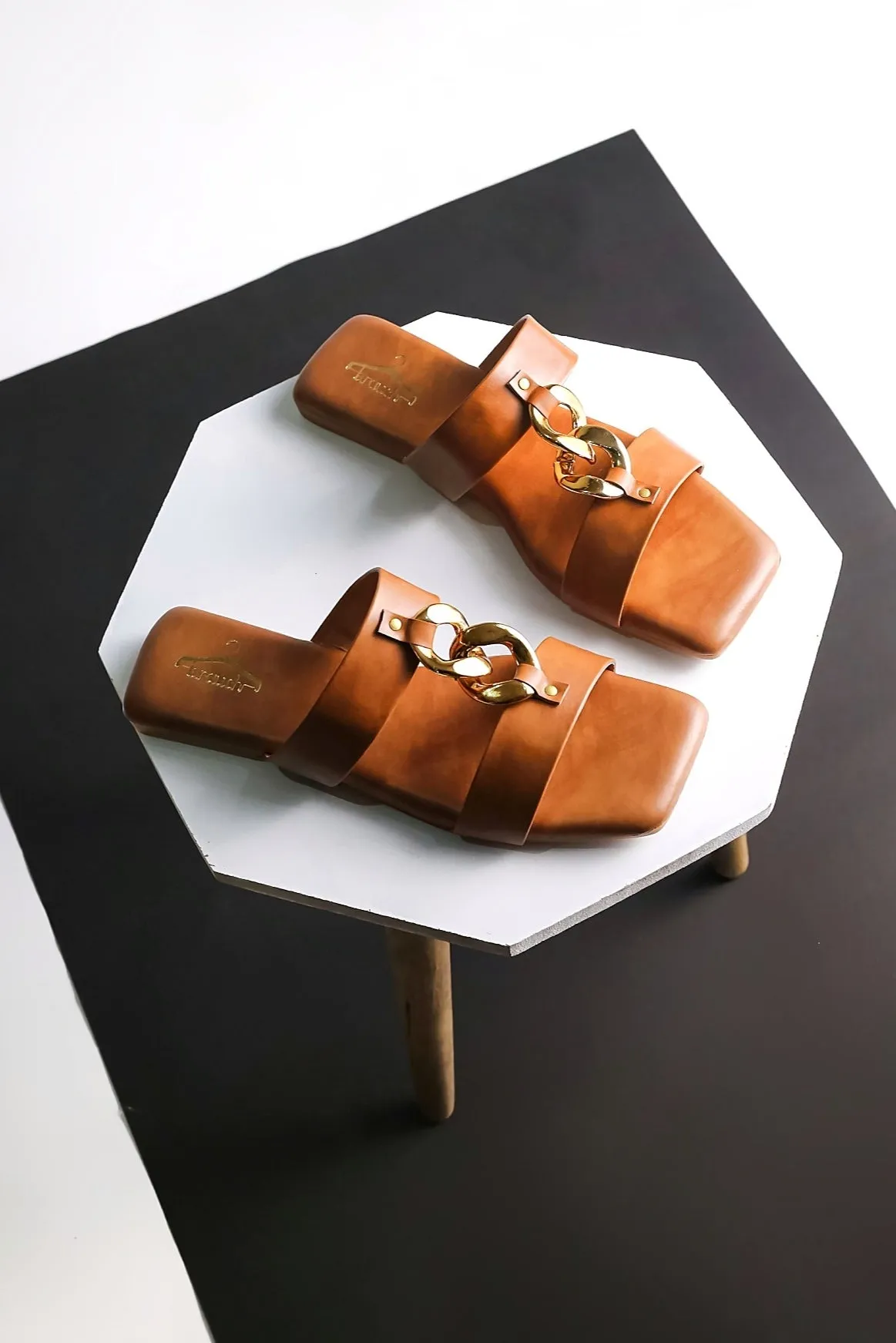 Brauch Women Tan Dual Strap Embellished Buckle Flats