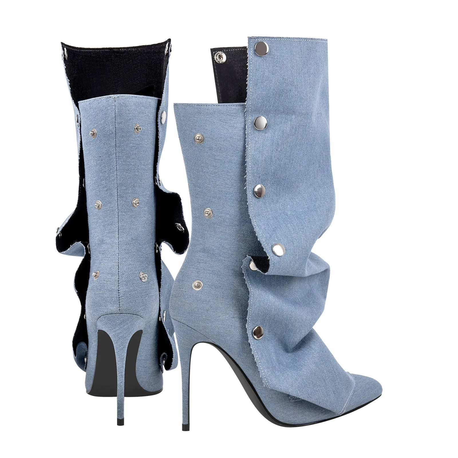 Buckle Pointed Toe Mid-Calf Boots