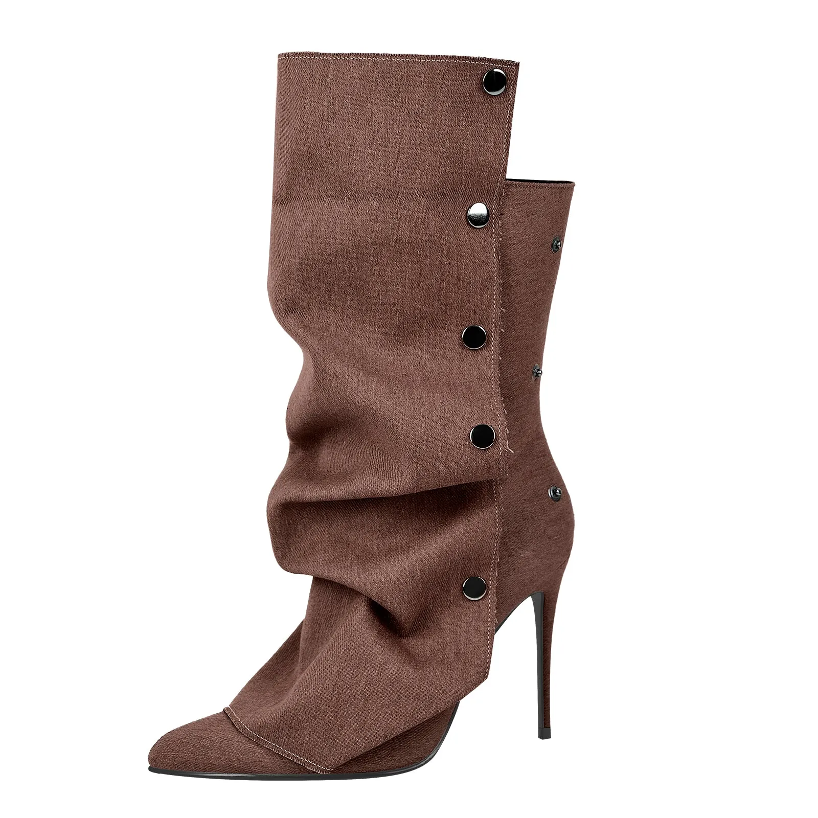 Buckle Pointed Toe Mid-Calf Boots
