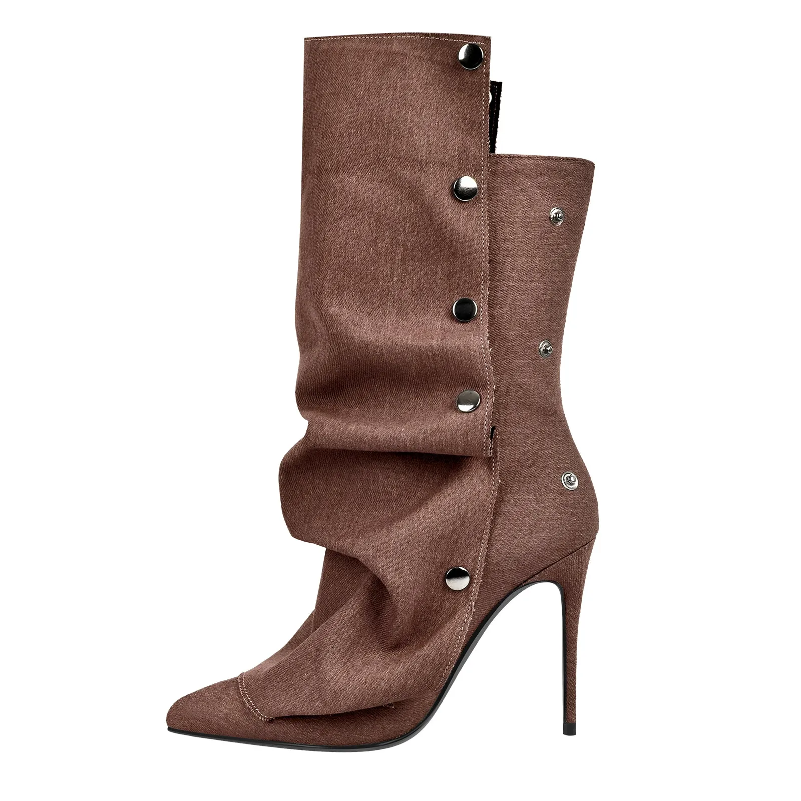 Buckle Pointed Toe Mid-Calf Boots