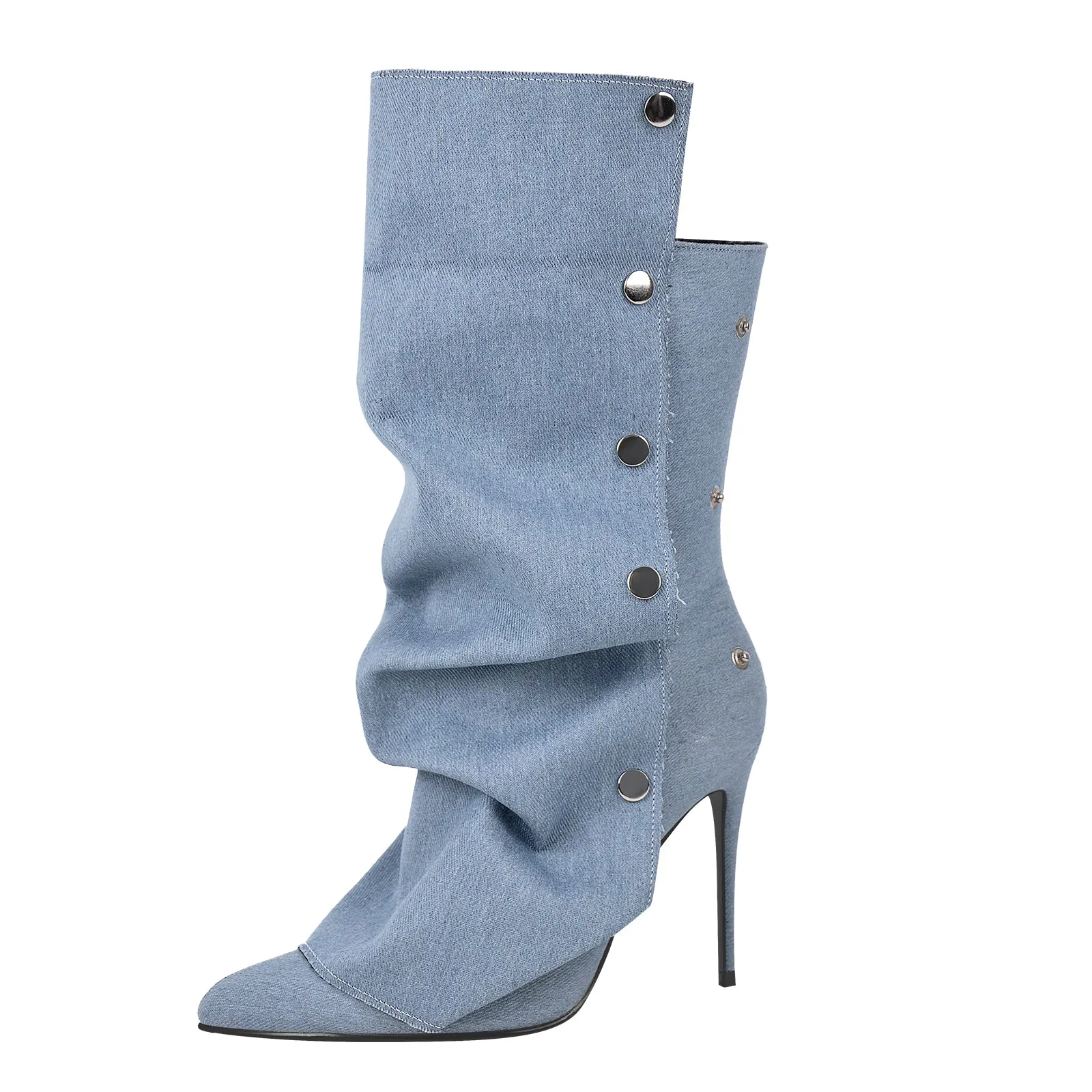 Buckle Pointed Toe Mid-Calf Boots