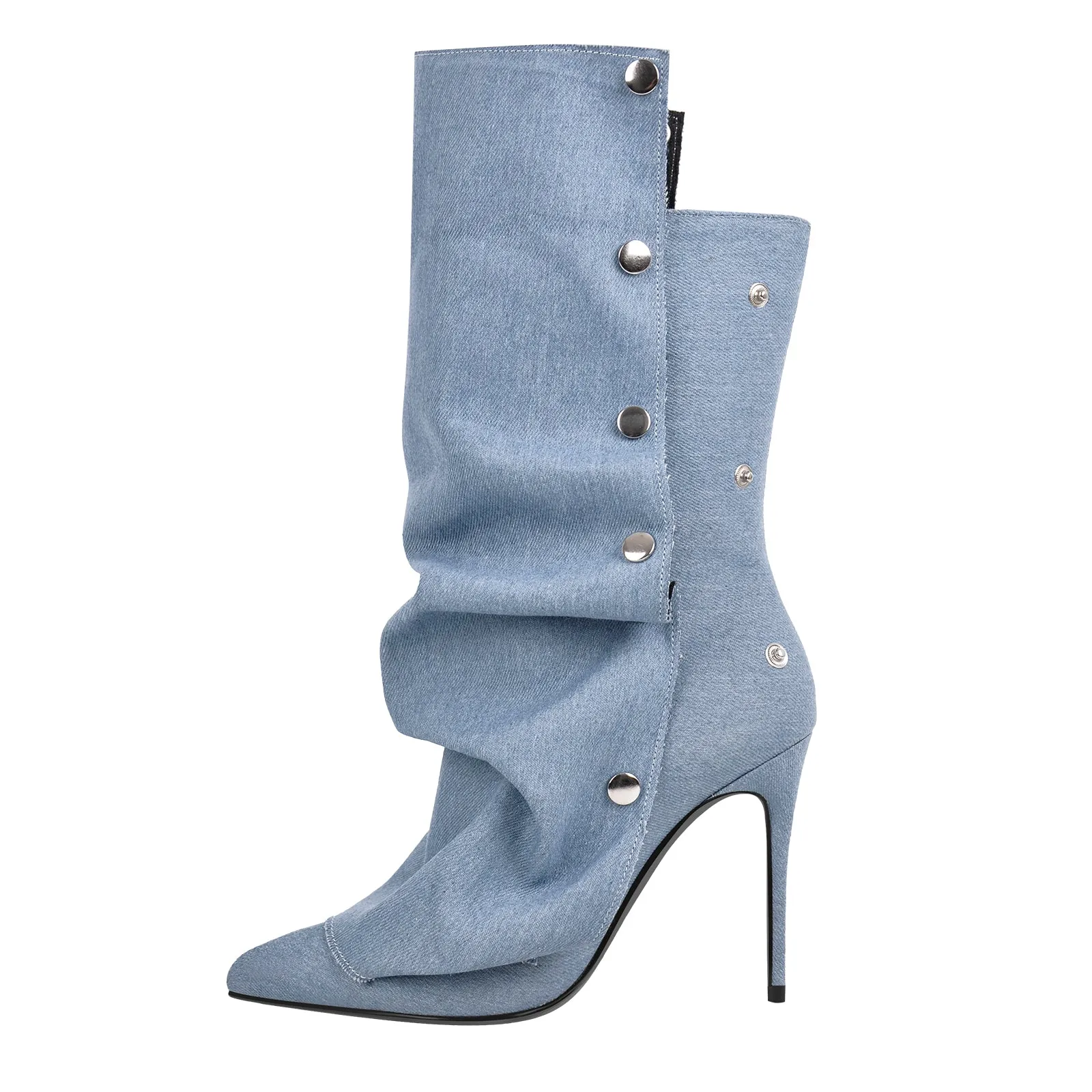 Buckle Pointed Toe Mid-Calf Boots