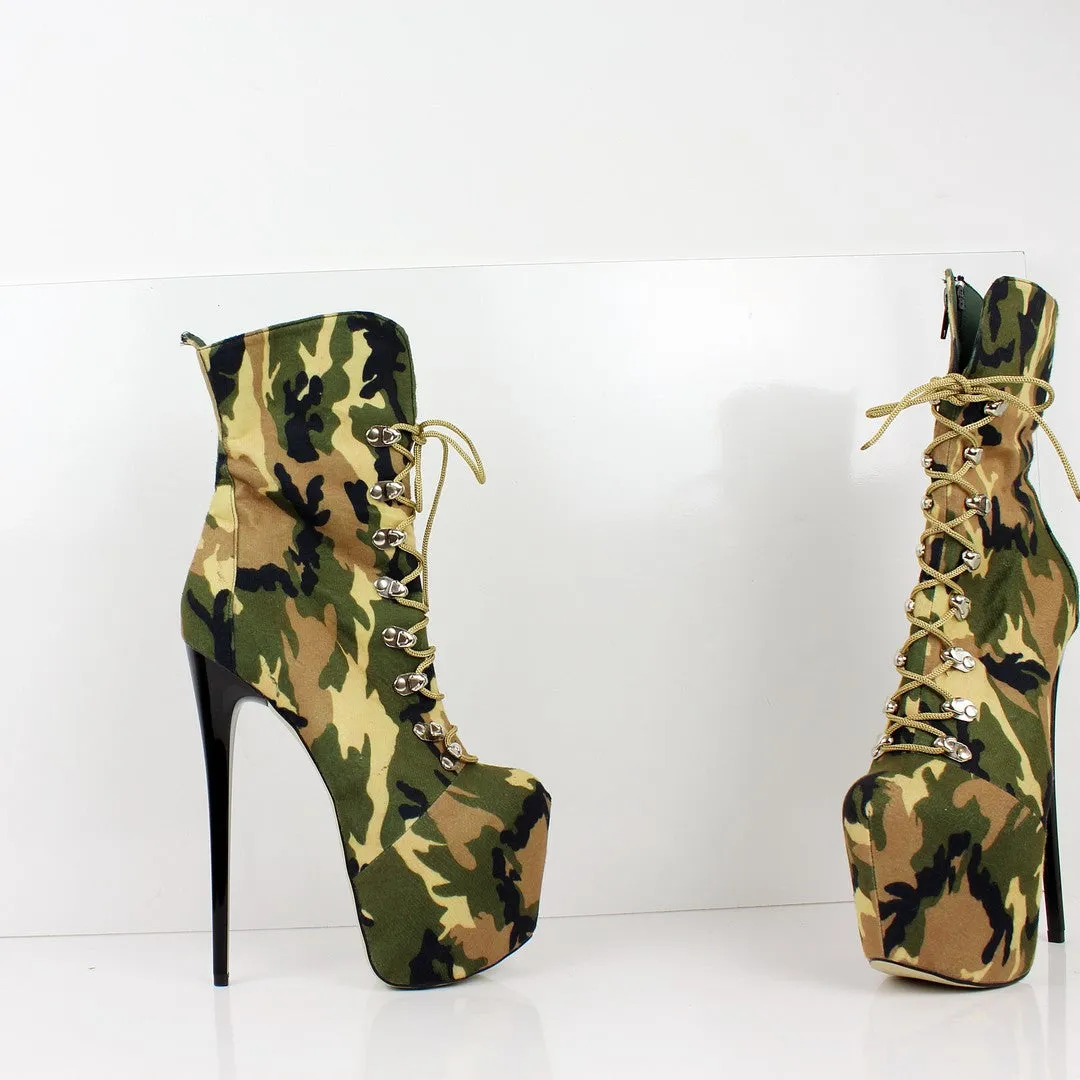 Camouflage Lace Up Platform Boots