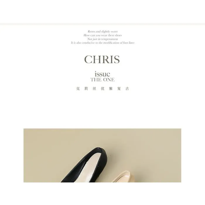 Cap Toe Chunky Heel Pumps