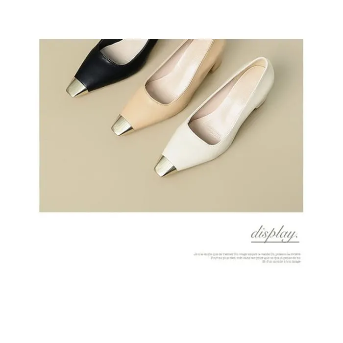 Cap Toe Chunky Heel Pumps