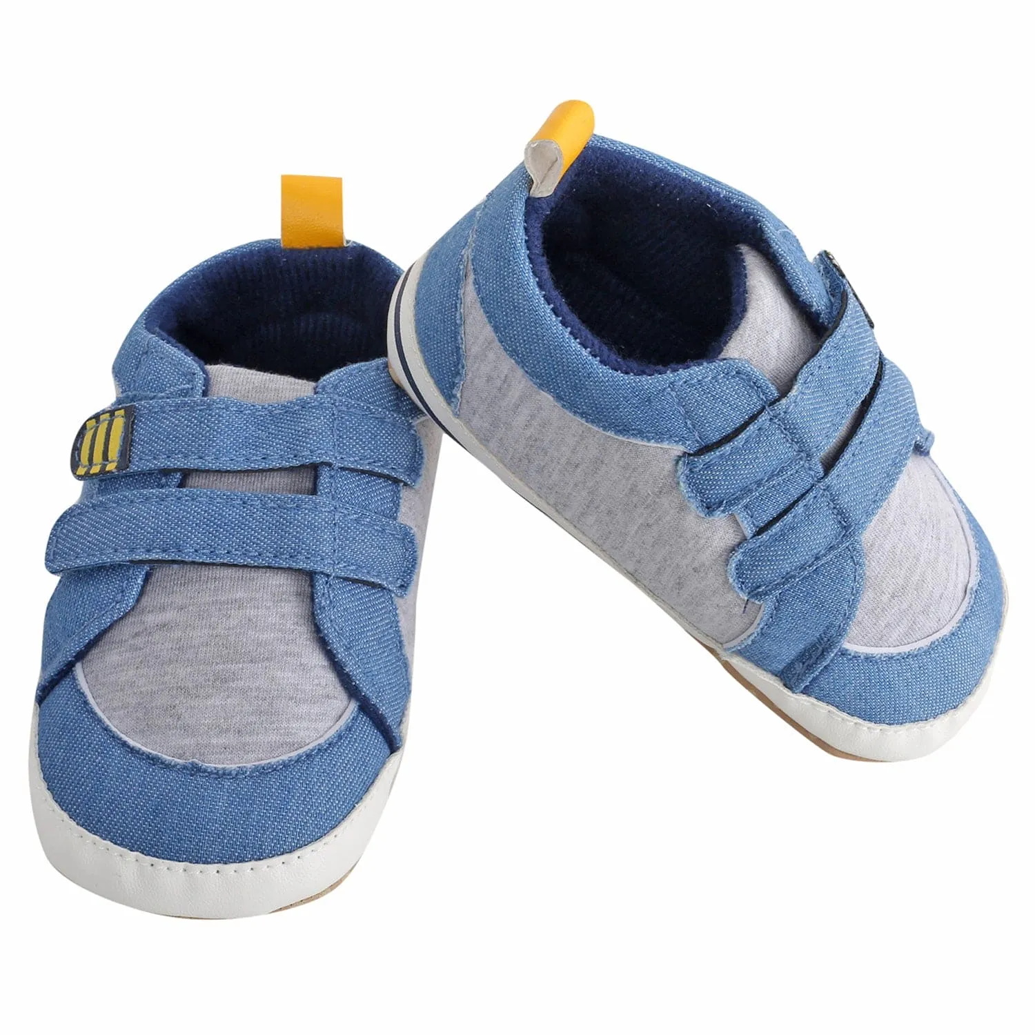 Casual Blue And Grey Velcro Booties