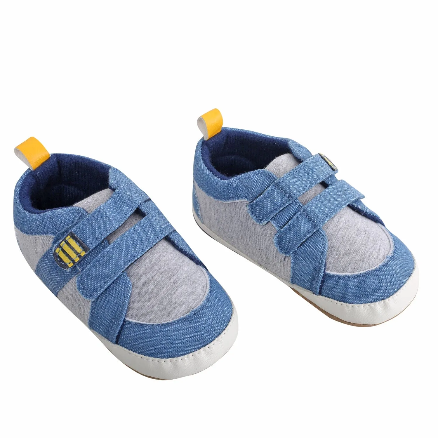 Casual Blue And Grey Velcro Booties