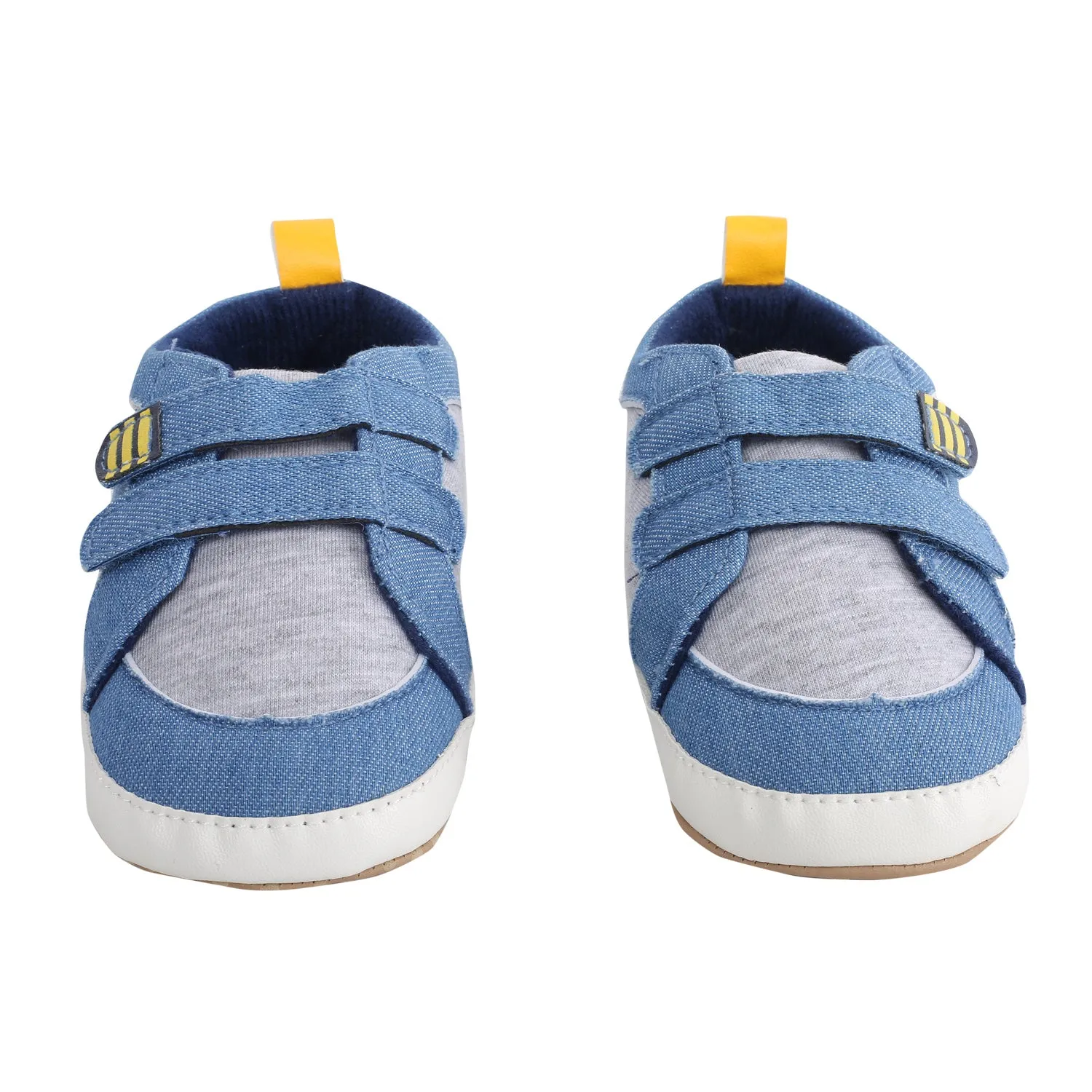 Casual Blue And Grey Velcro Booties