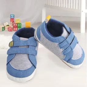 Casual Blue And Grey Velcro Booties