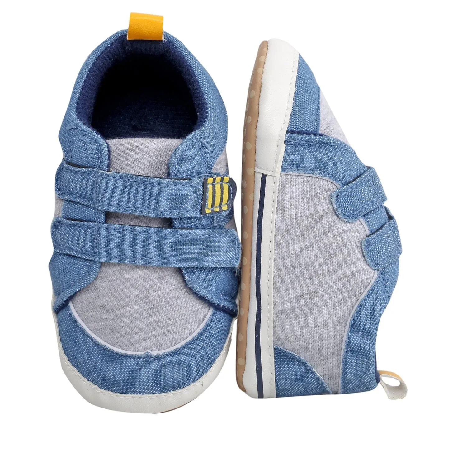 Casual Blue And Grey Velcro Booties