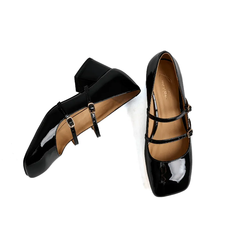 Catherine Patent Leather Mary Jane Chunky Pumps