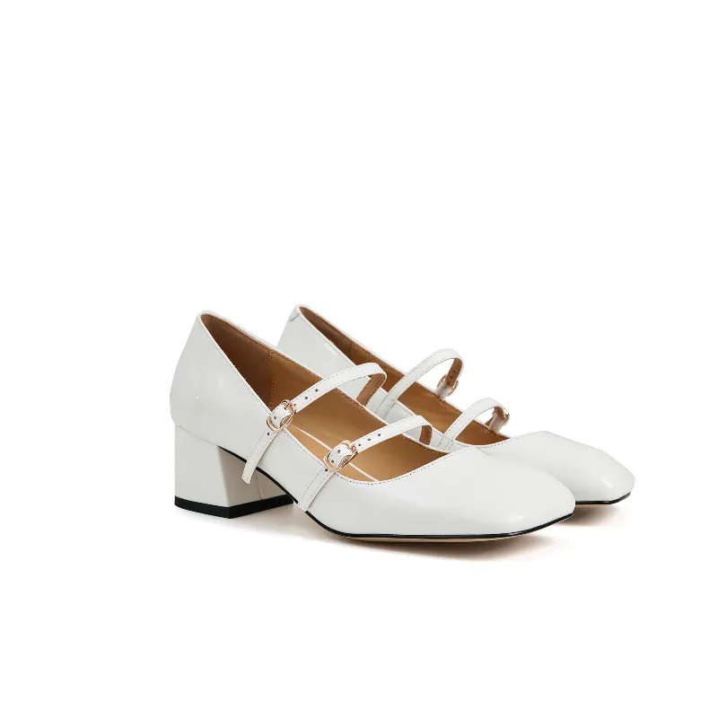 Catherine Patent Leather Mary Jane Chunky Pumps