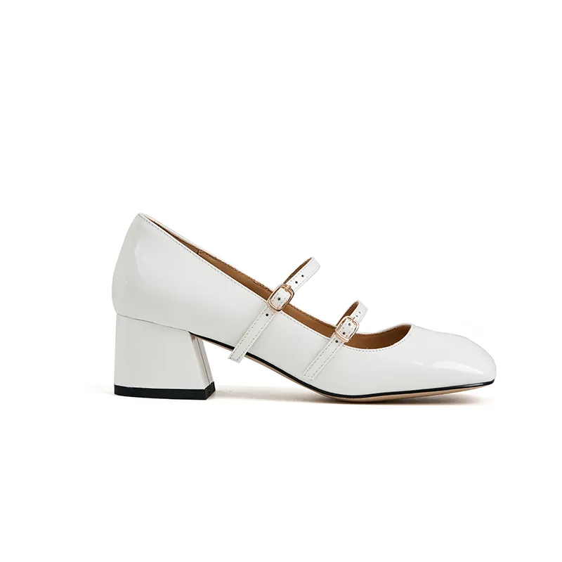 Catherine Patent Leather Mary Jane Chunky Pumps