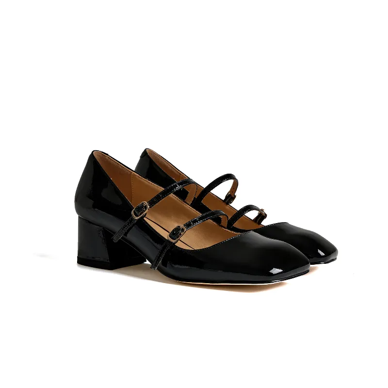 Catherine Patent Leather Mary Jane Chunky Pumps