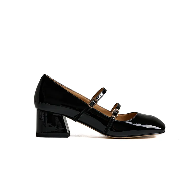 Catherine Patent Leather Mary Jane Chunky Pumps