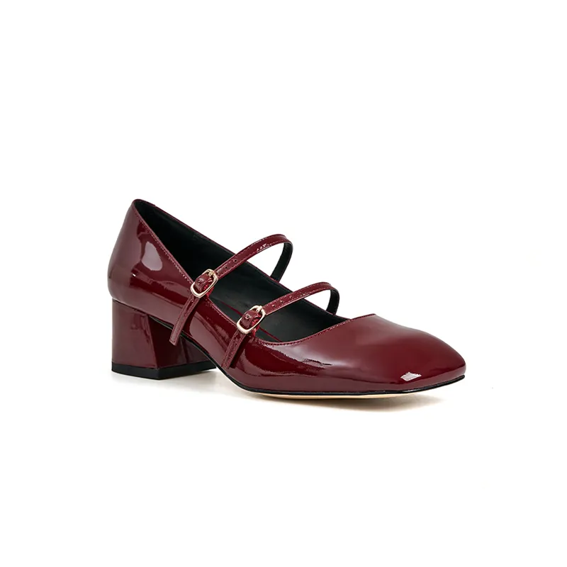 Catherine Patent Leather Mary Jane Chunky Pumps