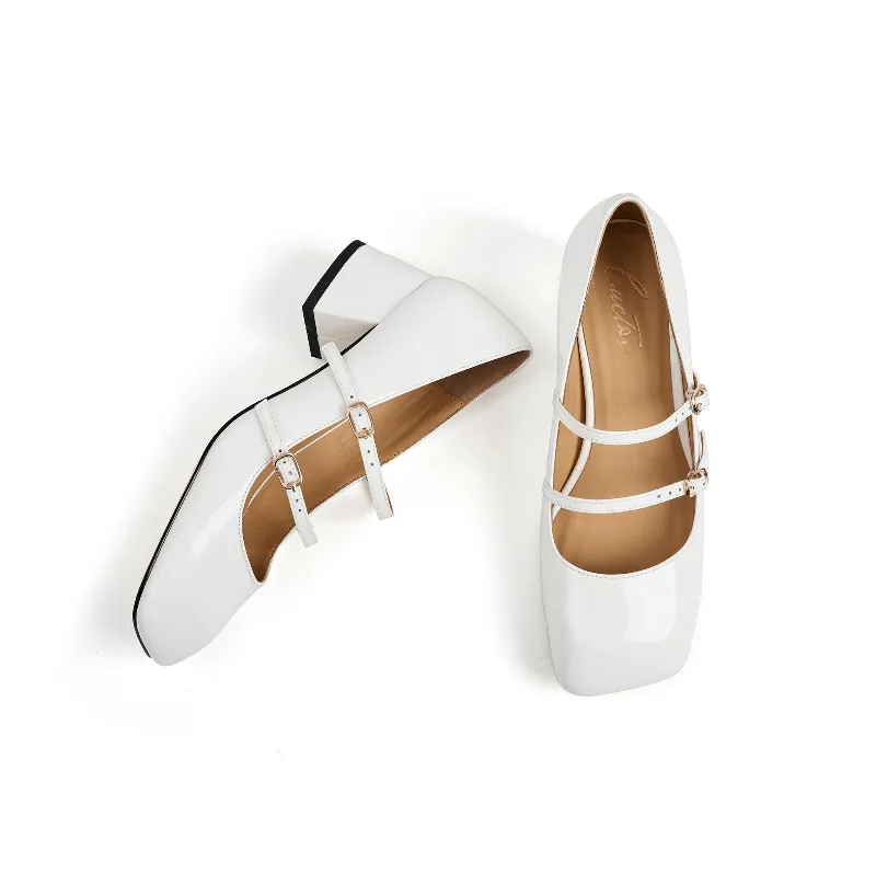 Catherine Patent Leather Mary Jane Chunky Pumps