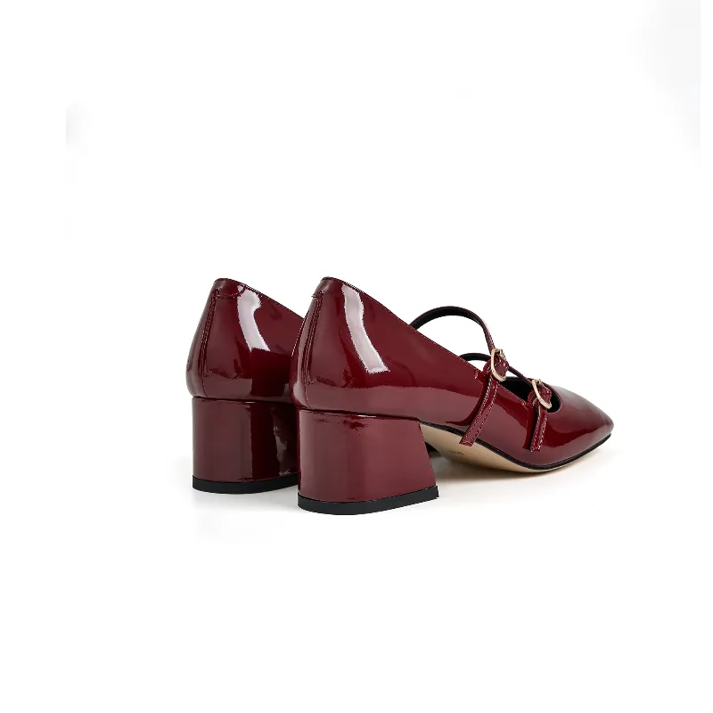 Catherine Patent Leather Mary Jane Chunky Pumps
