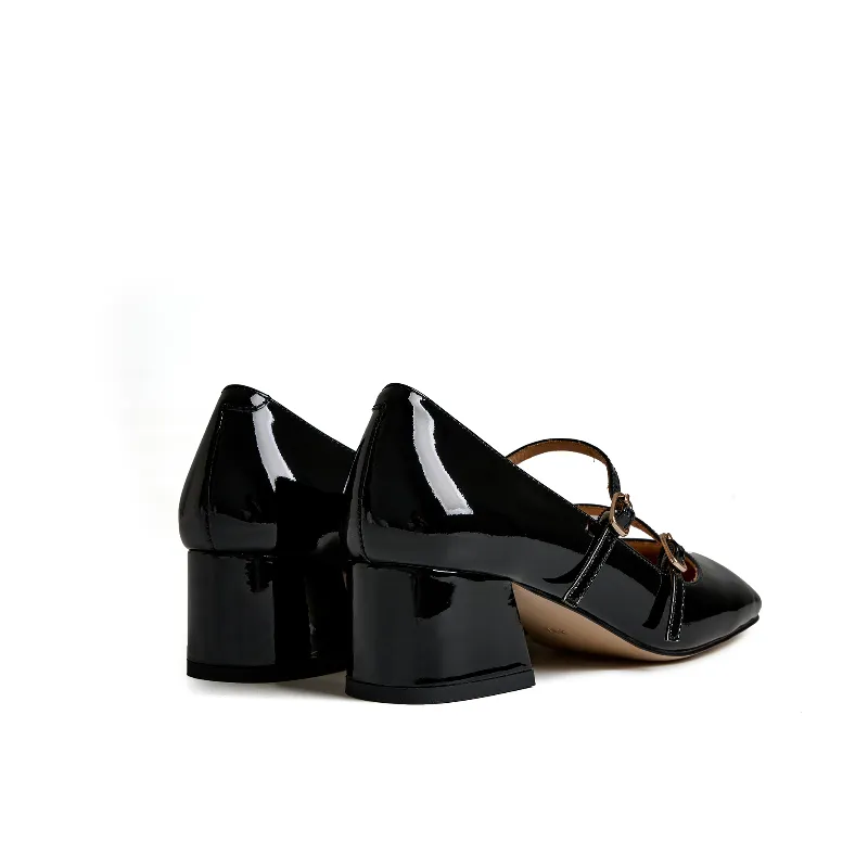 Catherine Patent Leather Mary Jane Chunky Pumps