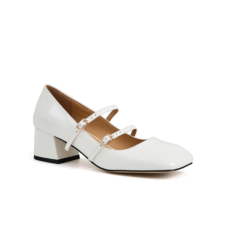 Catherine Patent Leather Mary Jane Chunky Pumps