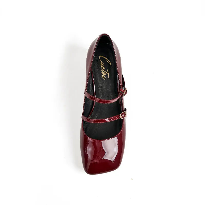 Catherine Patent Leather Mary Jane Chunky Pumps