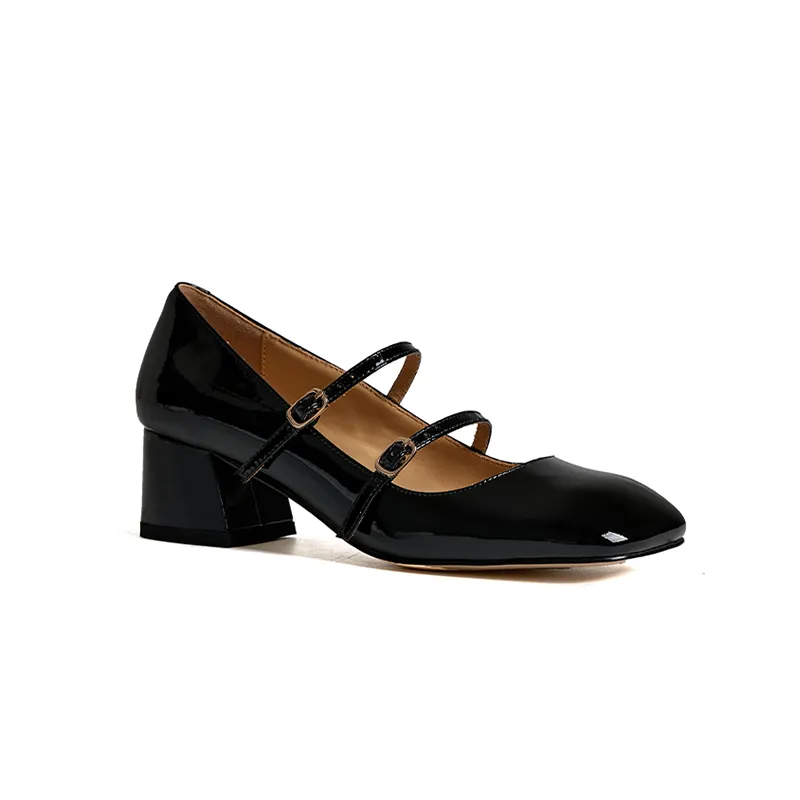 Catherine Patent Leather Mary Jane Chunky Pumps