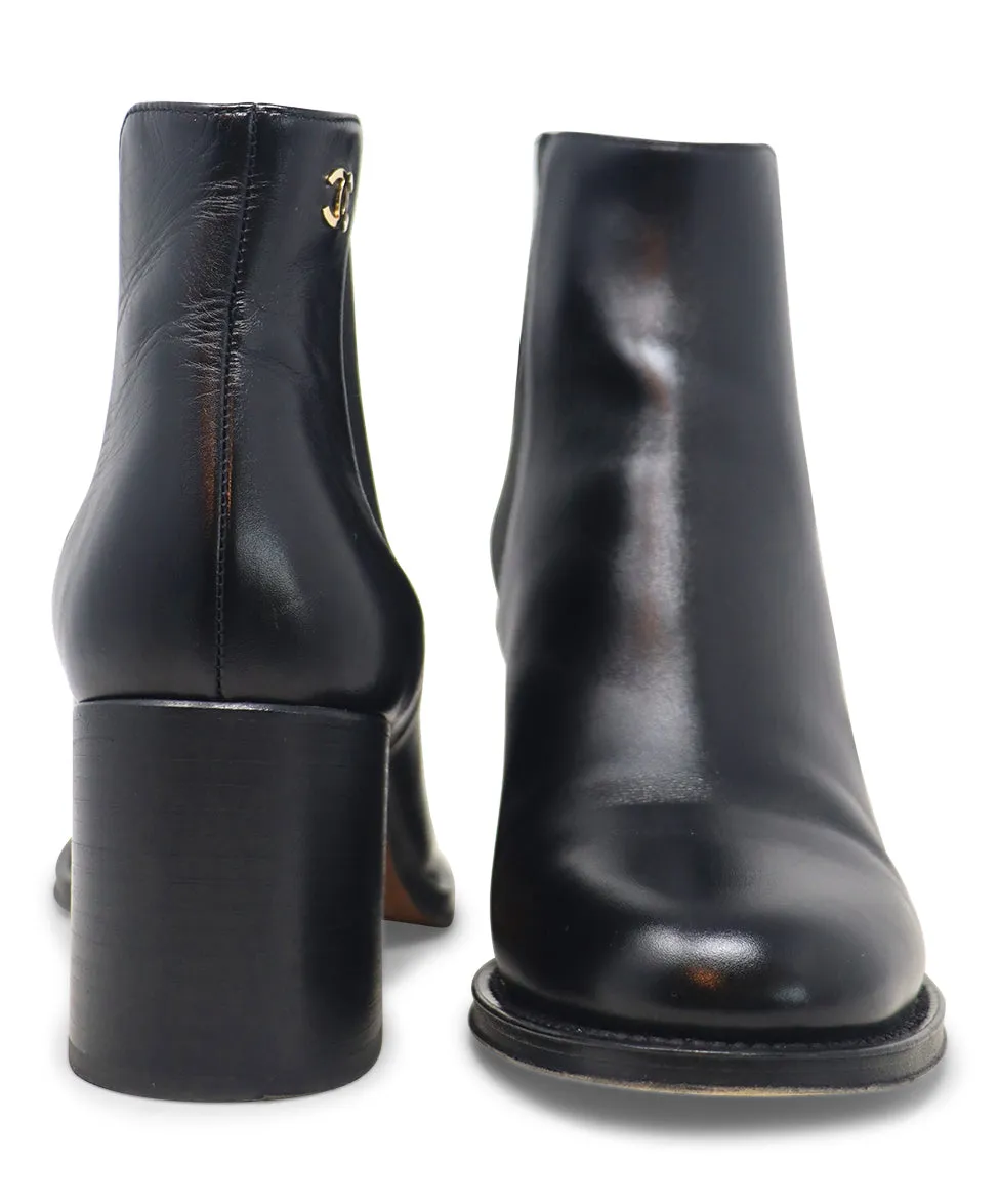 Chanel Black Leather Booties sz 7