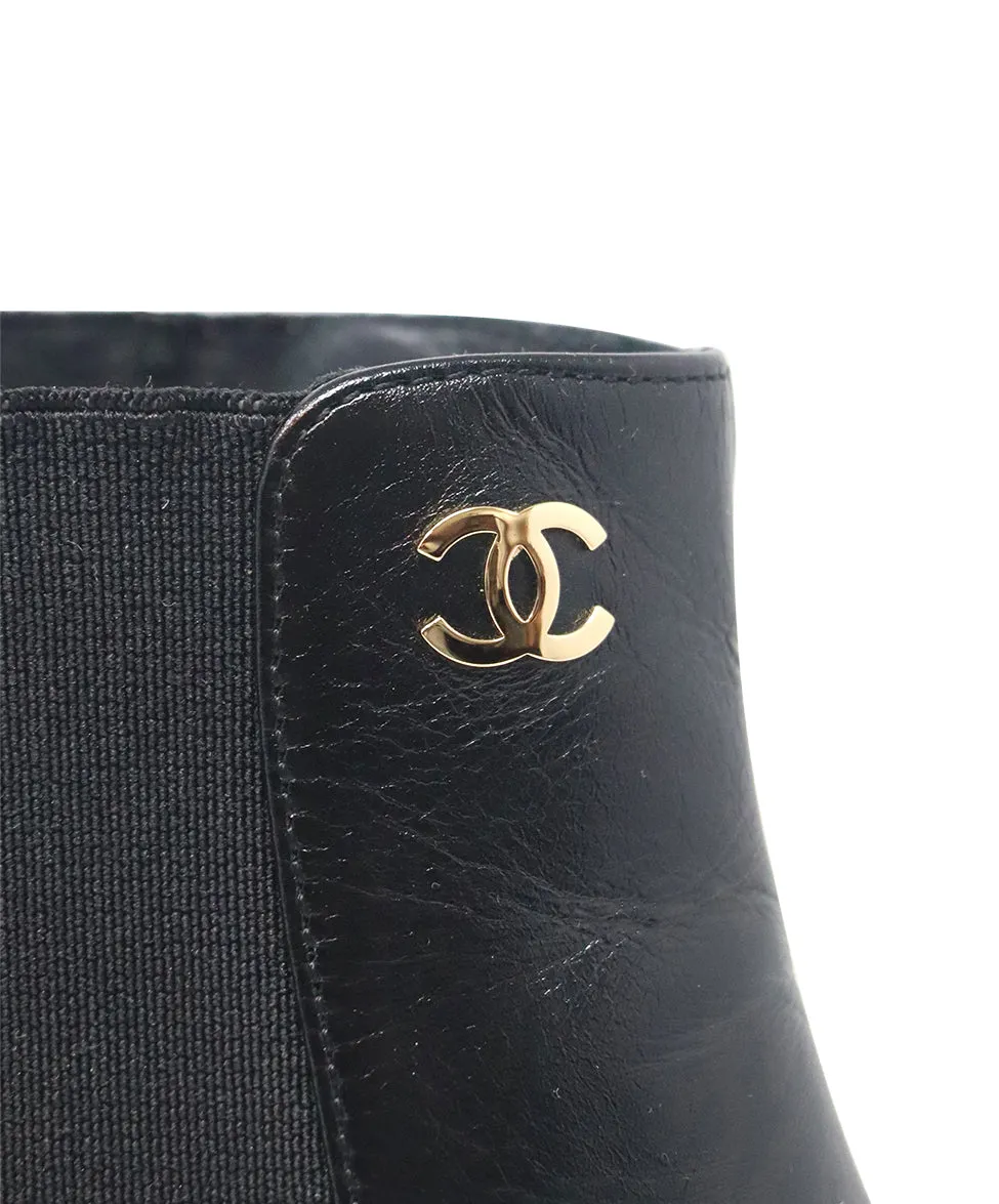 Chanel Black Leather Booties sz 7