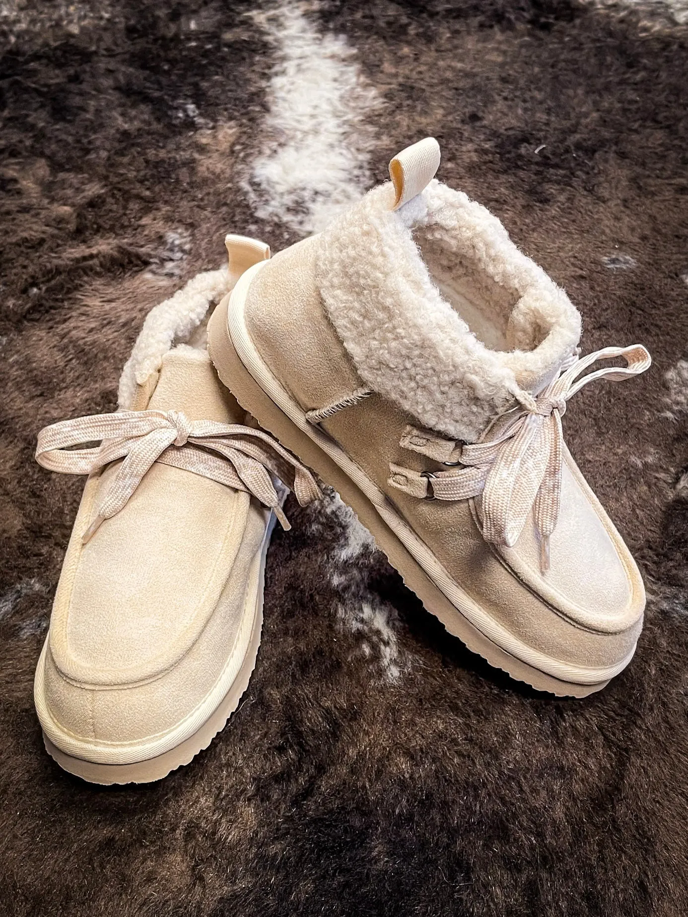 Cherilyn Fur Lined Ankle Bootie in Cream By Very G