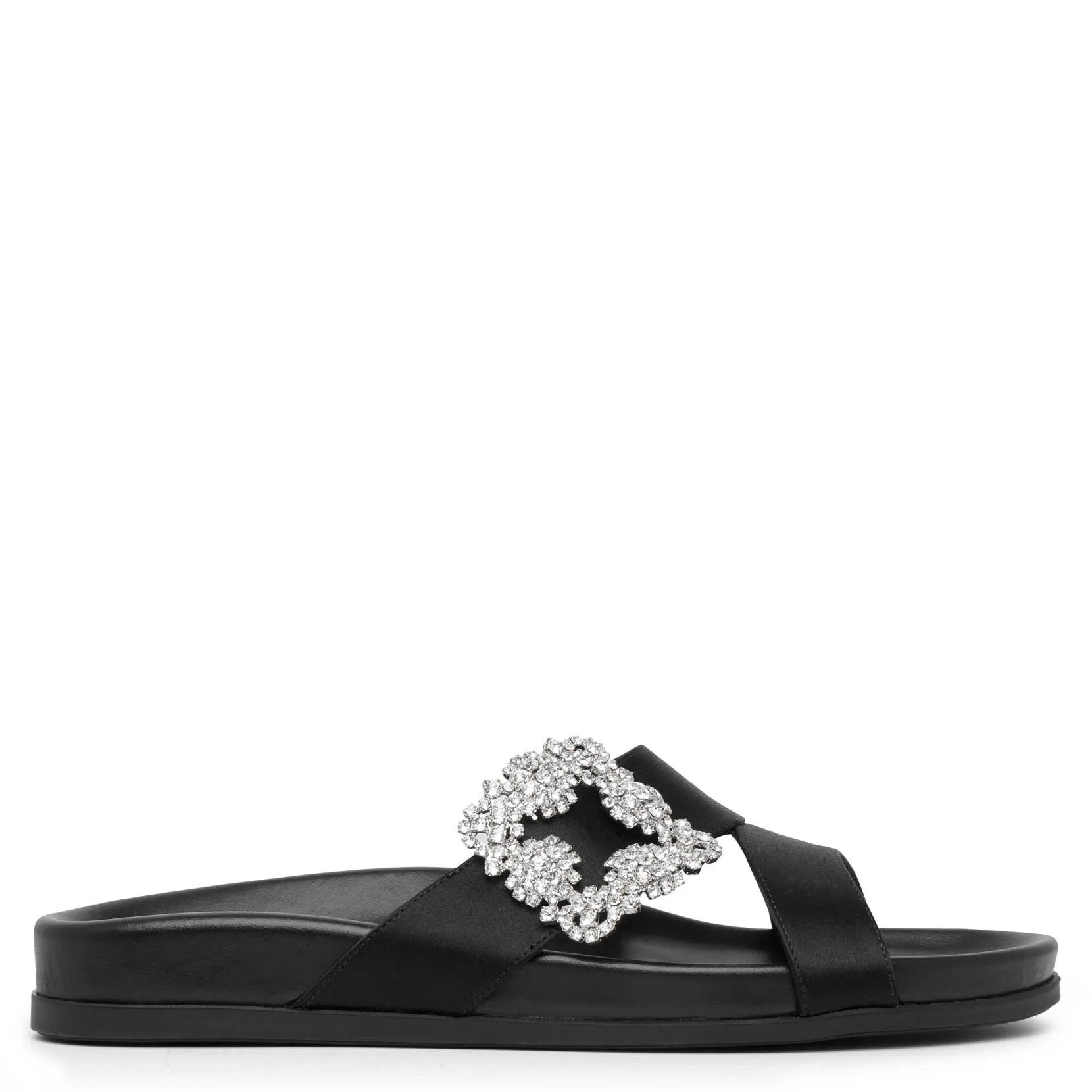 Chilanghi black satin flat sandals