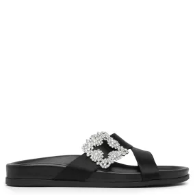 Chilanghi black satin flat sandals