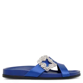 Chilanghi blue satin flat sandals