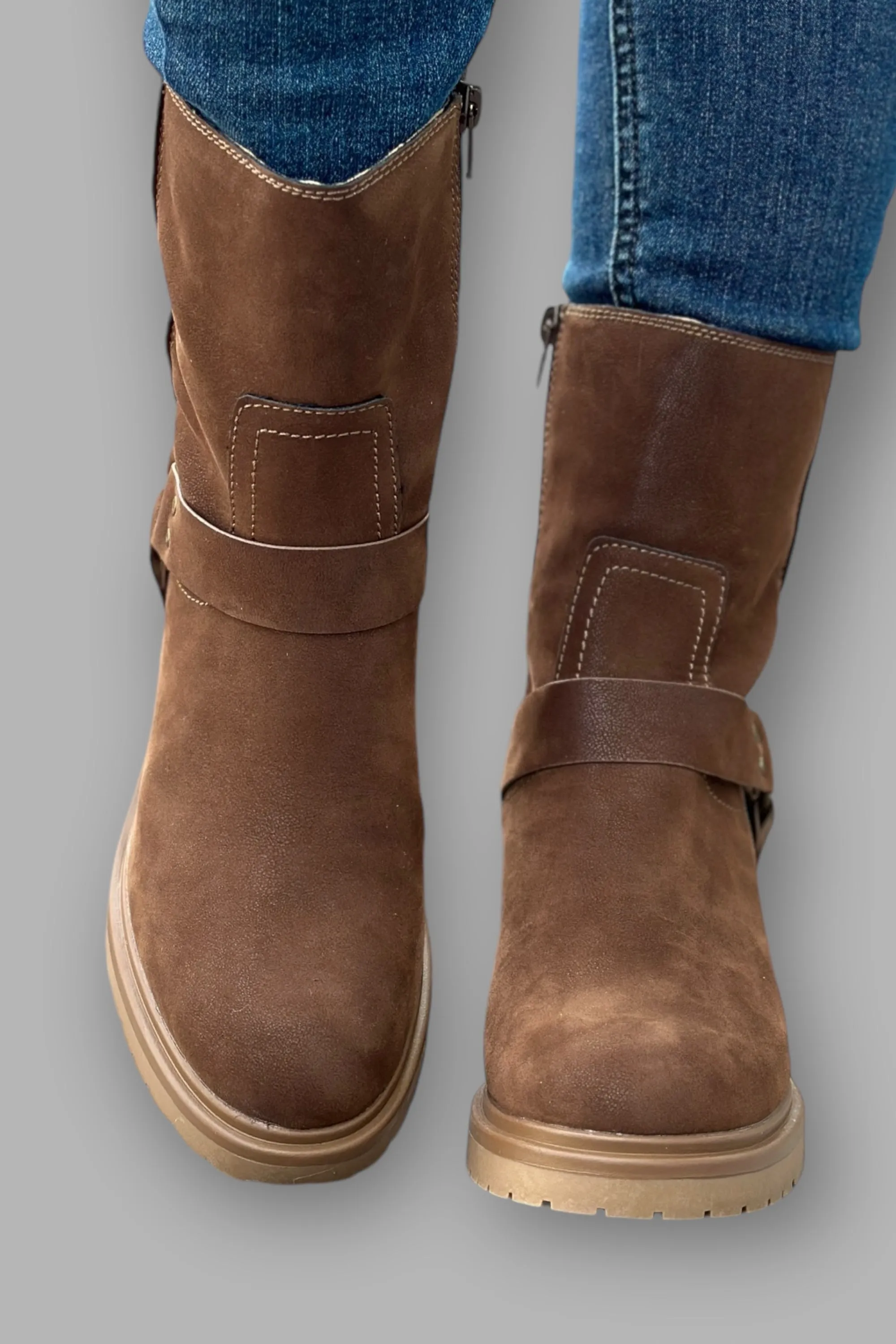 Clyde Moto Ankle Boots - Coffee