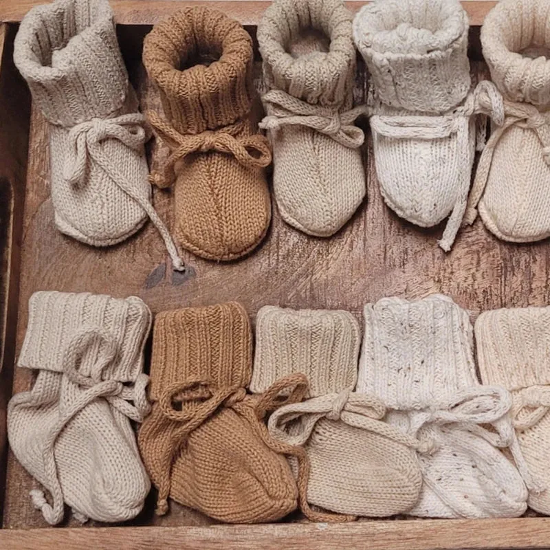 Cotton Knit Baby Booties - Sunset