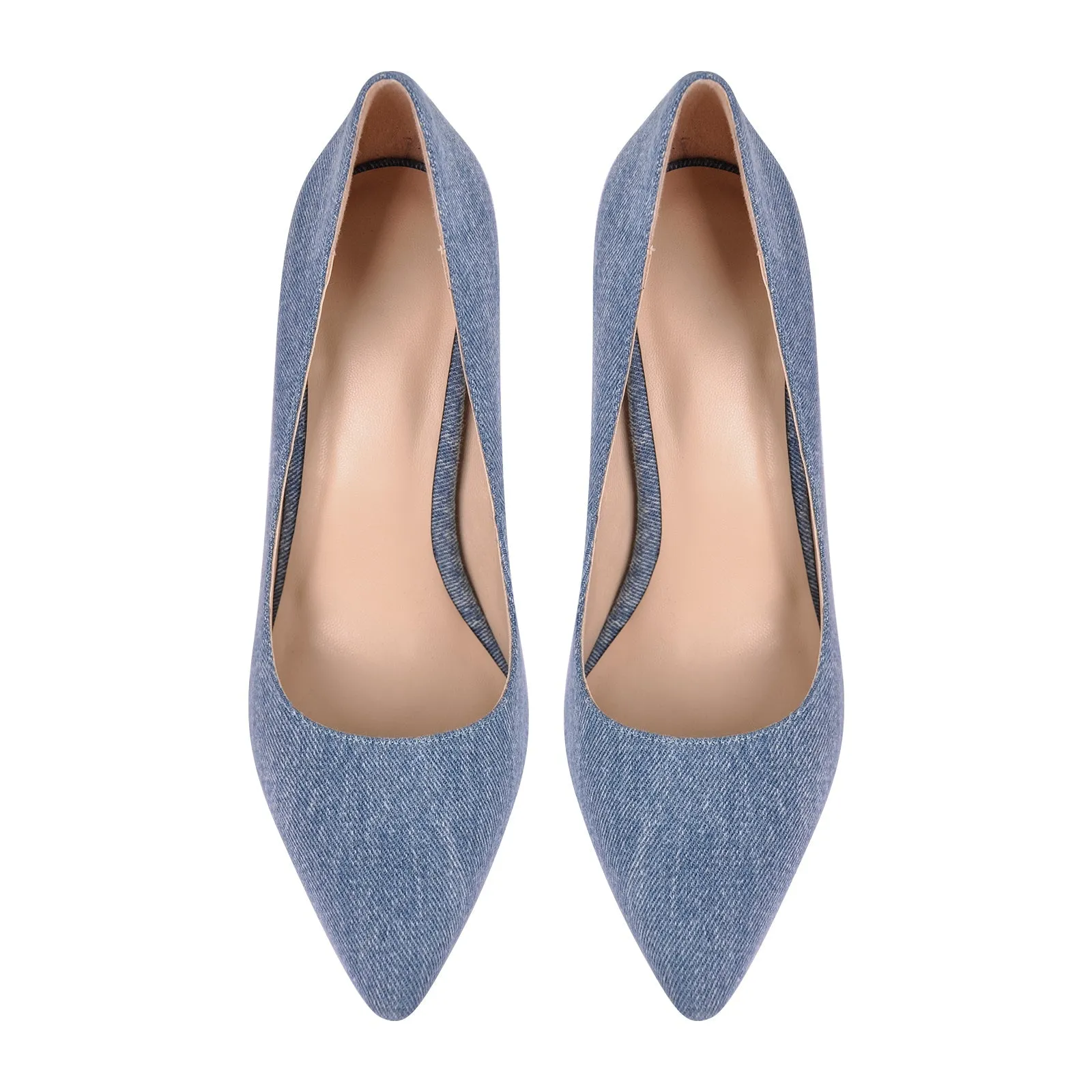 Denim Pointed Toe Stilettos Pumps