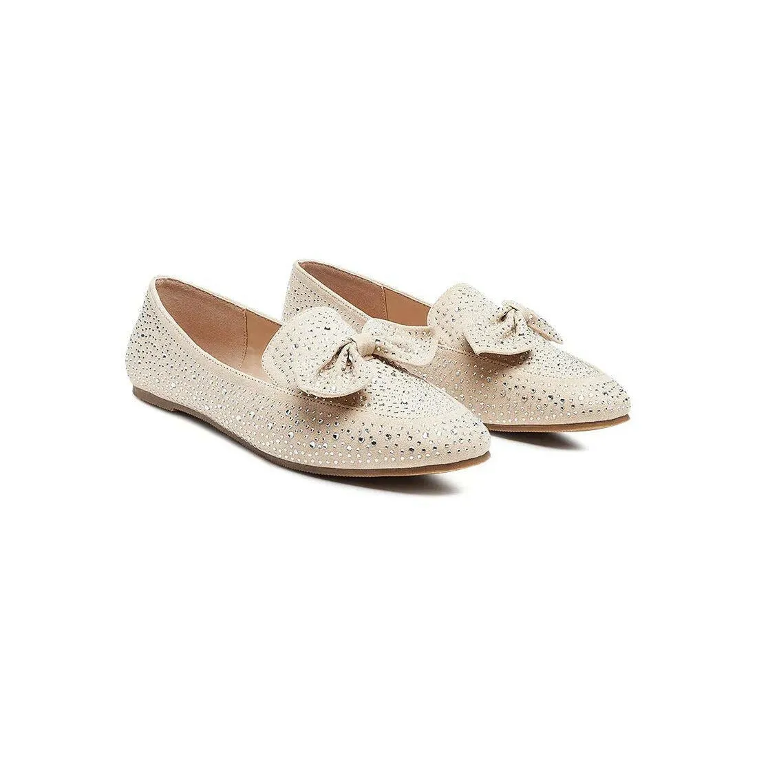 Dewdrops Embellished Casual Bow Loafers