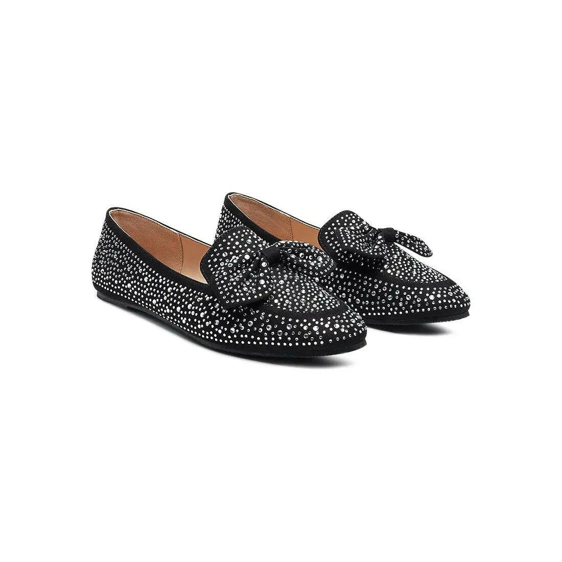 Dewdrops Embellished Casual Bow Loafers