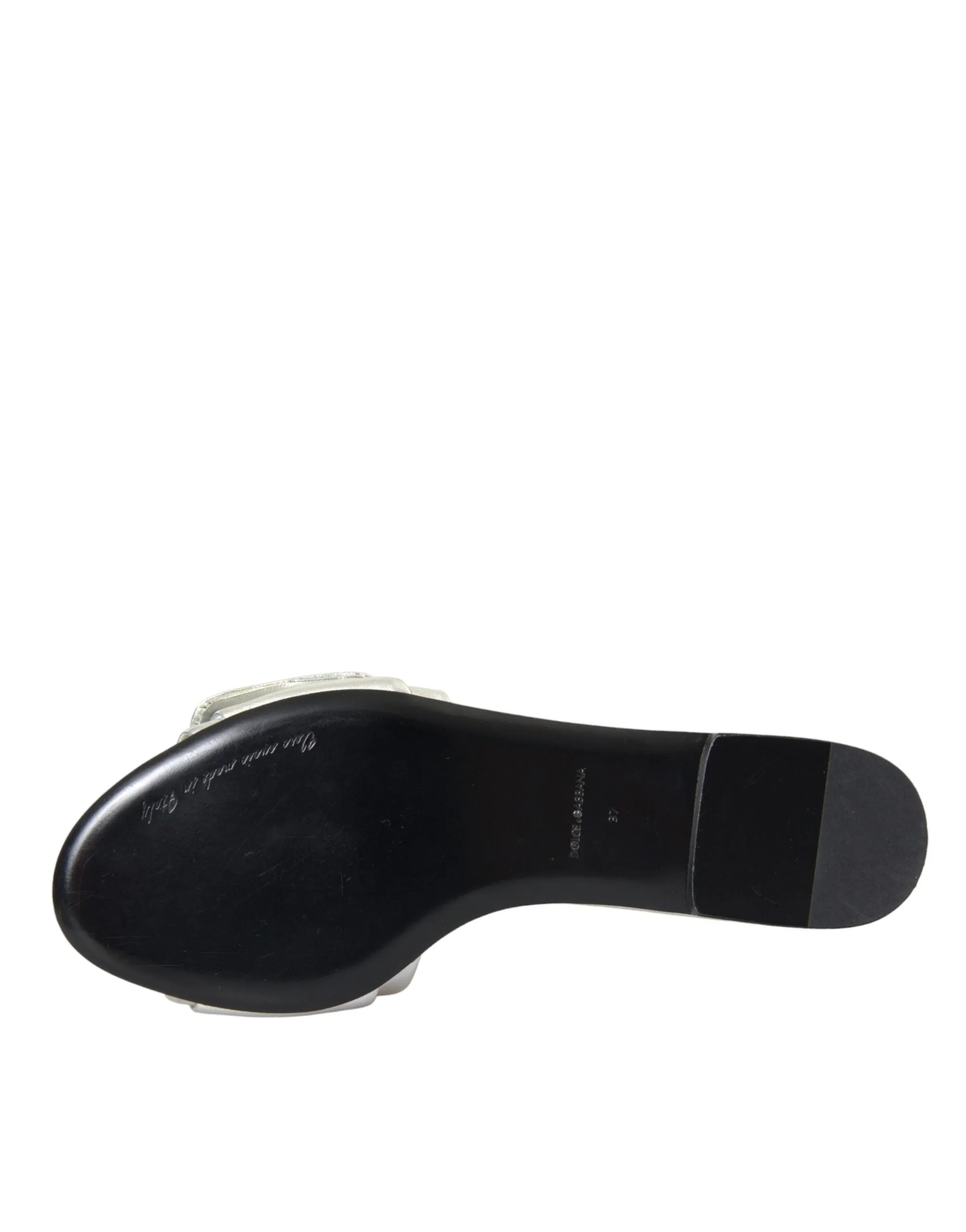 Dolce & Gabbana Crystal Leather Flat Sandals