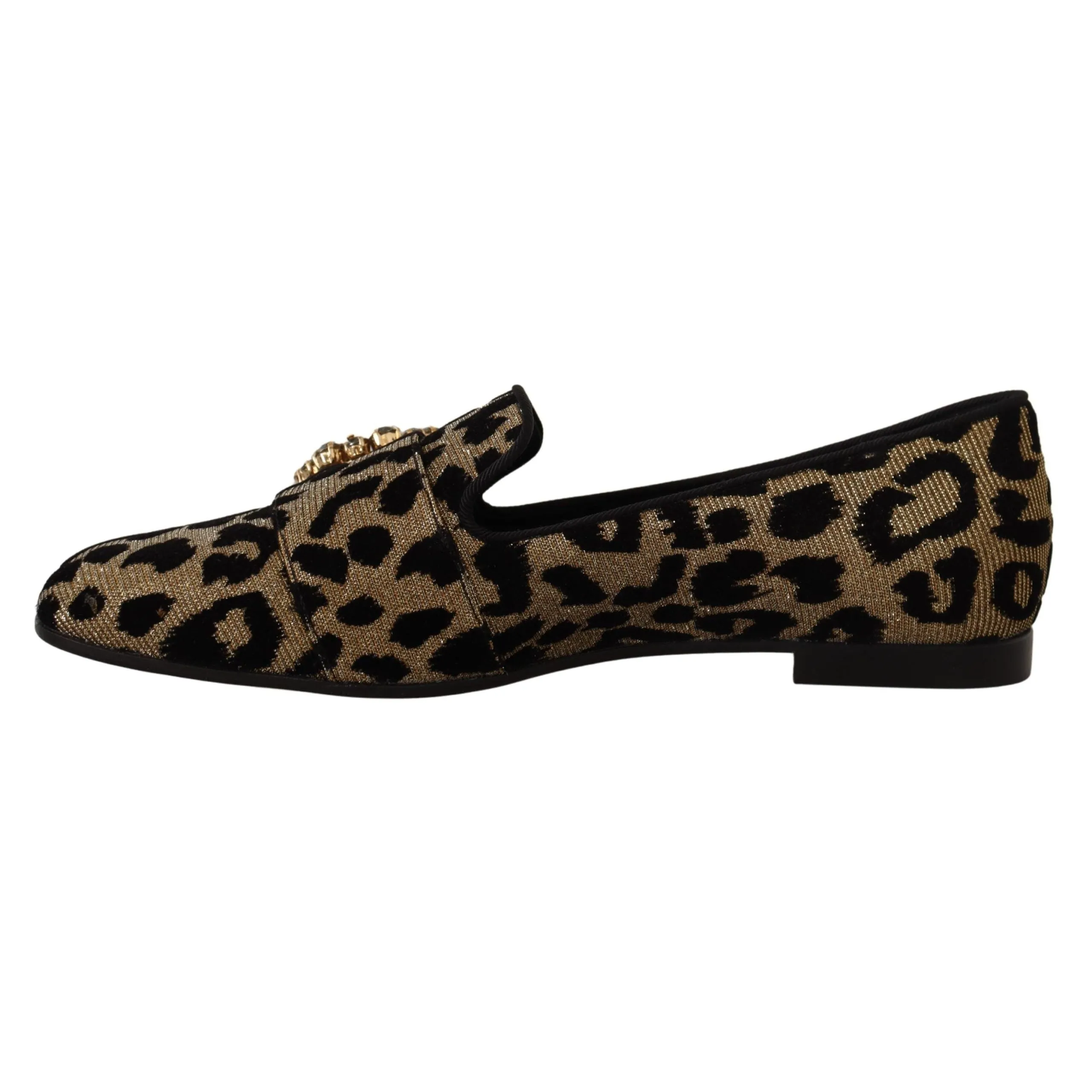 Dolce & Gabbana Elegant Leopard Crystal Gem Loafers