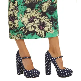 Dot Platform Chunky Heel Buckle Pumps