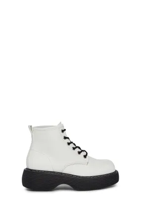 Edgy Anarchy Ankle Booties - White