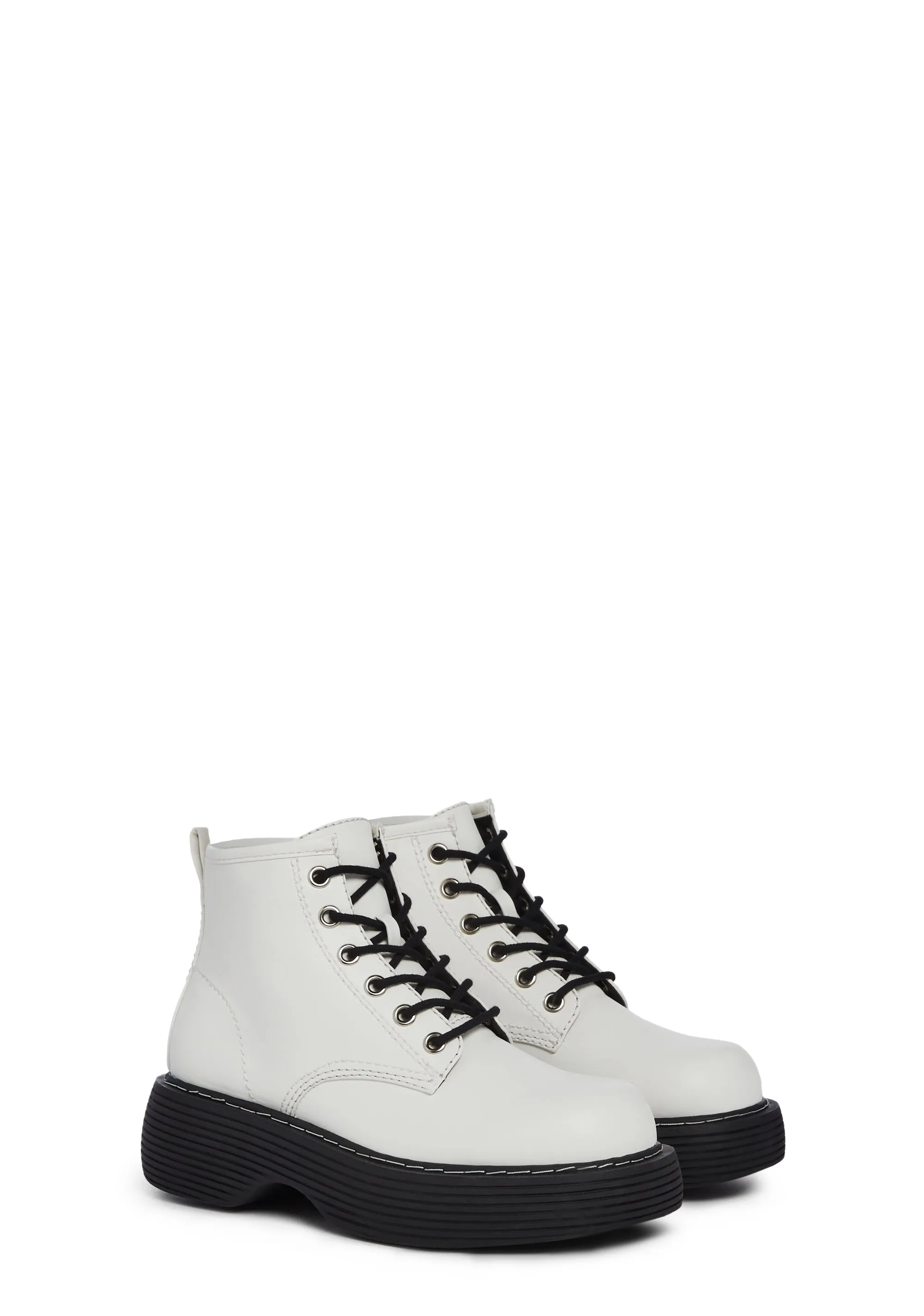 Edgy Anarchy Ankle Booties - White