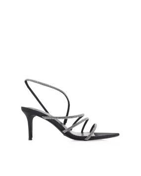 ELOWEN - BLACK SATIN-DIAMANTE