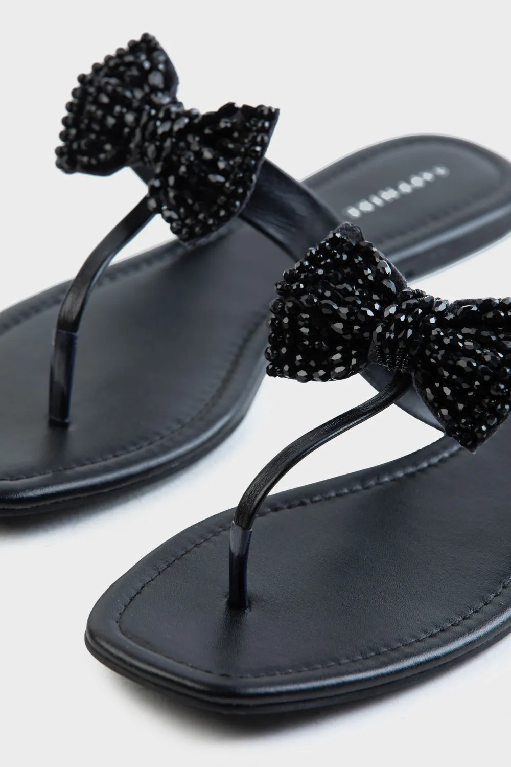 Embellished Black Flats