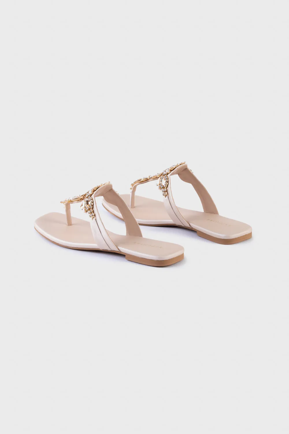 Embellished Off White Flats