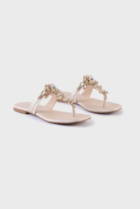 Embellished Off White Flats