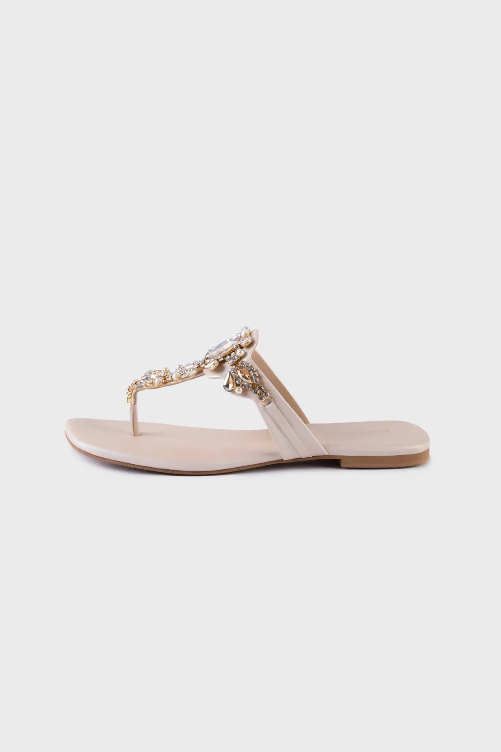 Embellished Off White Flats