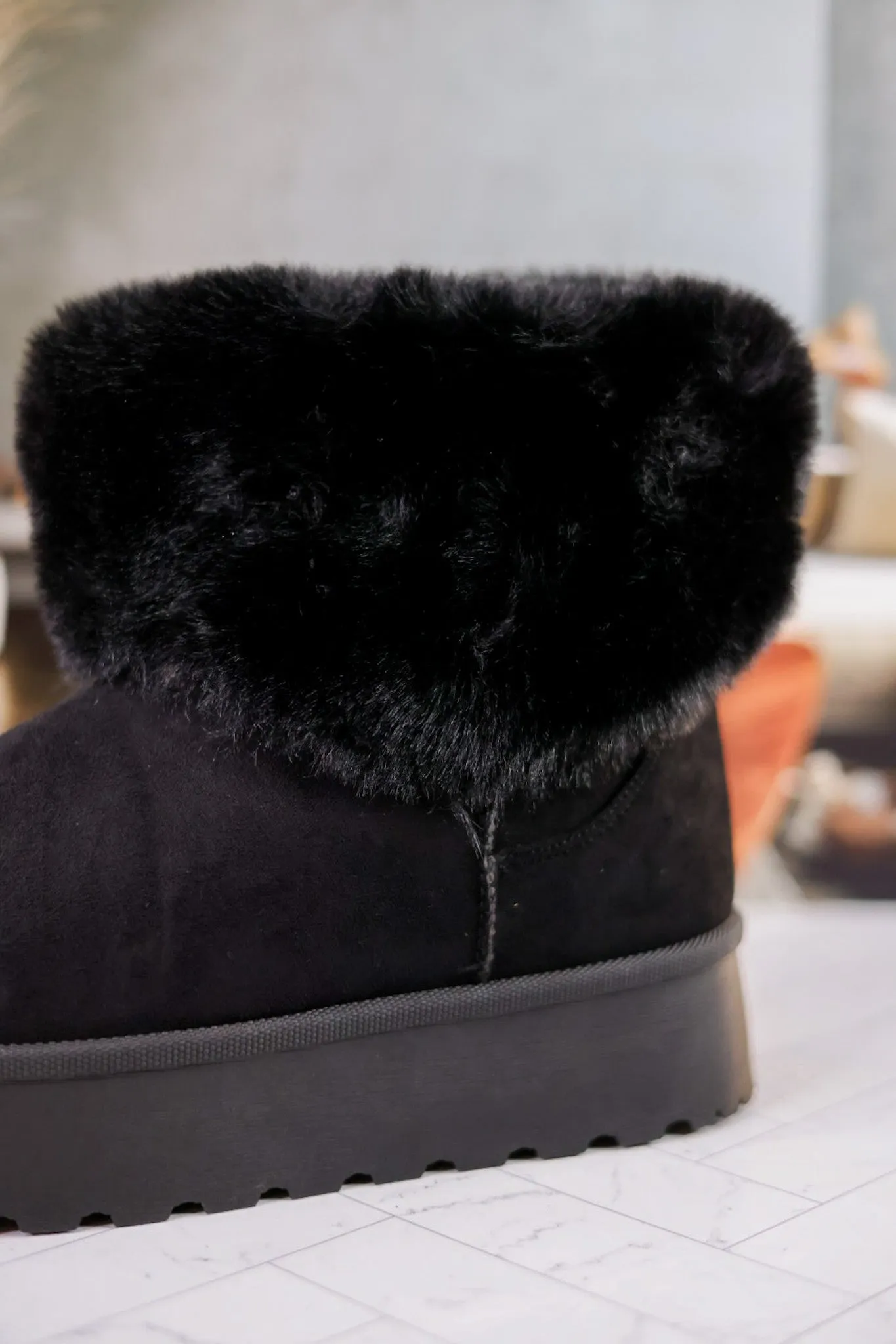 Everlie Black Faux Fur Booties