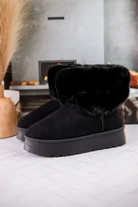 Everlie Black Faux Fur Booties