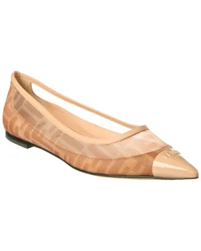 FENDI Colibri Mesh & Leather Ballerina Flat